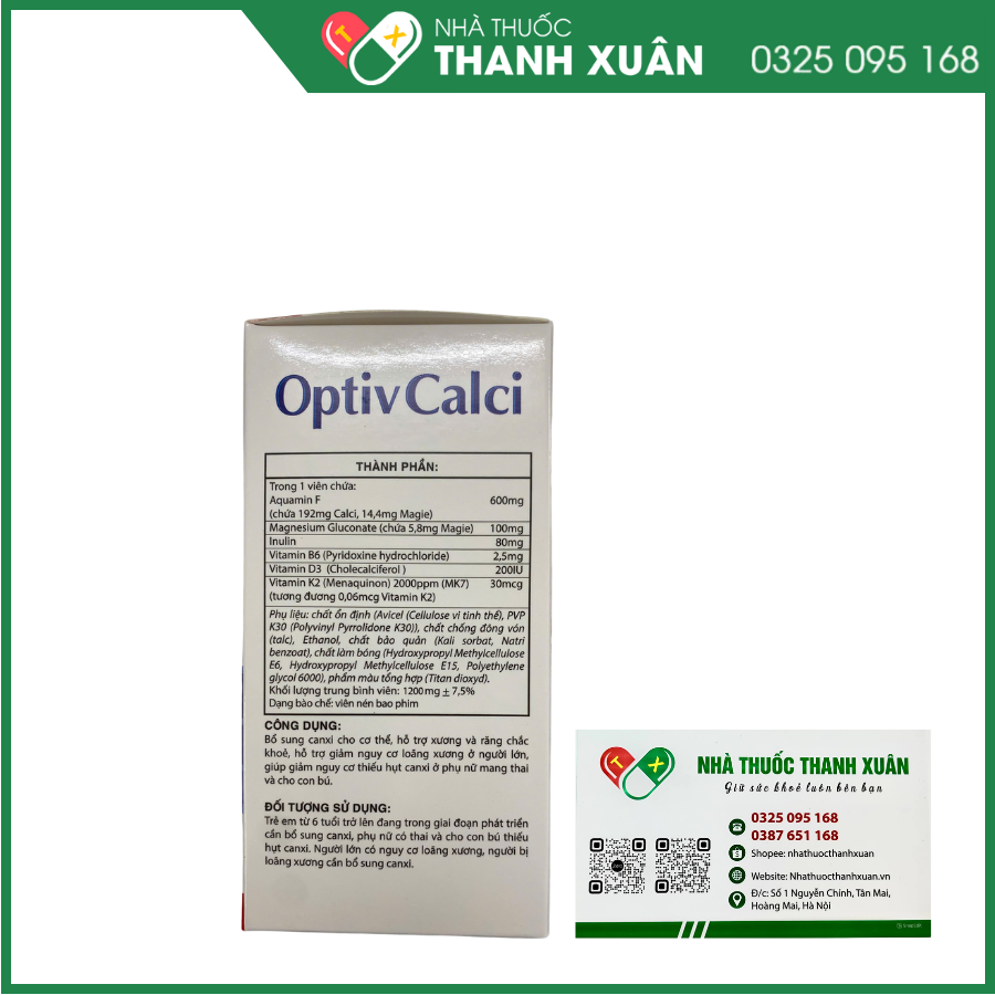 Optiv Calci bổ sung Calci hỗ trợ xương khớp và răng chắc khỏe